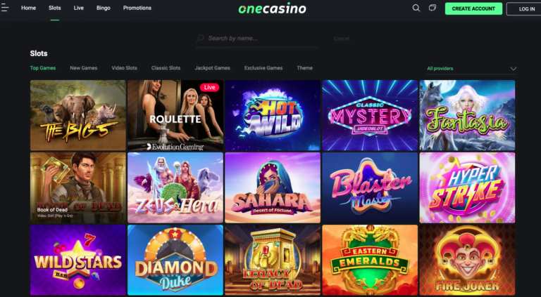 One casino game selection