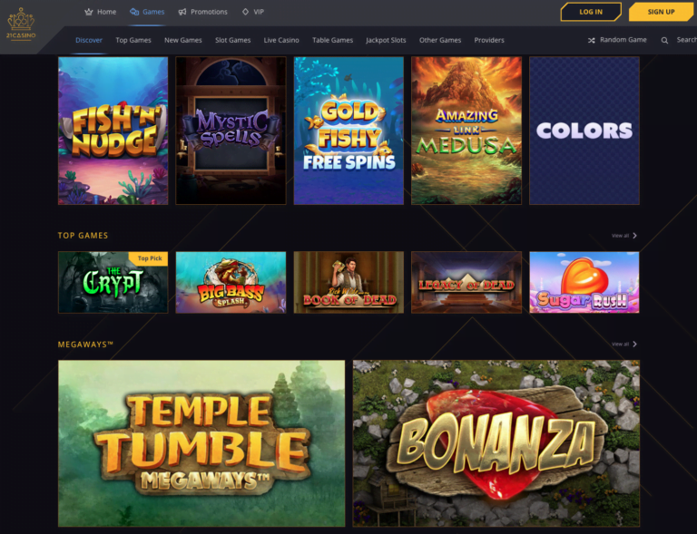 21 Casino game selection